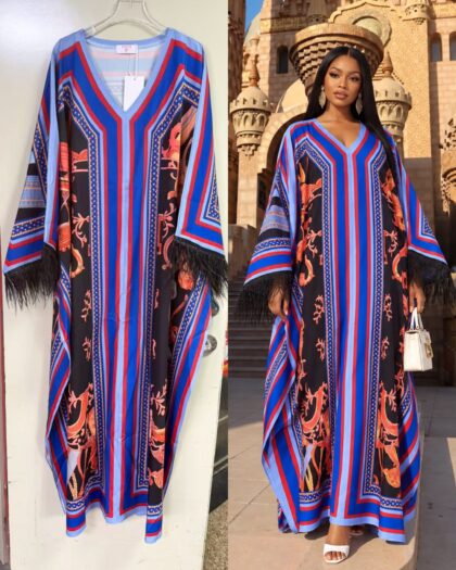 PUCCI Geometric Fur Sleeves Kaftan